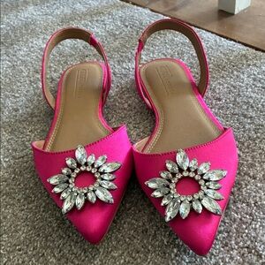 ASOS Fuchsia Slingback Flats with Crystal Embellishment